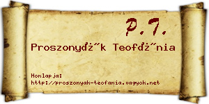 Proszonyák Teofánia névjegykártya